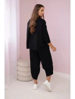 Bavlnená mikina nohavice set čierna