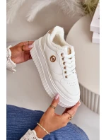 Sneakersy Buty Sportowe Damskie Ocieplane Na Masywnej Podeszwie Białe Ardiela