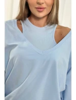 3-dielny set mikina + top + legíny modrá