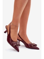 Czółenka Na Szpilce Z Kokardą Bordowe Folesca