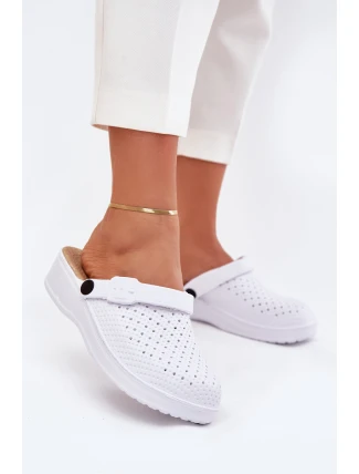 Piankowe Klapki Chodaki Damskie Białe Faylina