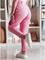 Ležérne dámske plisované nohavice s opaskom PLISSO pink FashionStreet UY2519