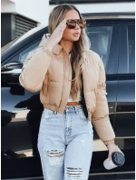 Dámska krátka zimná bunda s kapucňou béžová FashionStreet TY5471