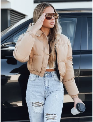 Dámska krátka zimná bunda s kapucňou béžová FashionStreet TY5471