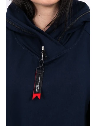 Oversize tmavo modrá tunika na zips s kapucňou Oversize tmavo modrá tunika na zips s kapucňou
