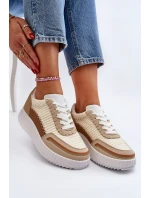 Sneakersy Damskie Na Platformie Beżowe Redala