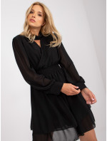 Čierne koktailové šaty s dlhými rukávmi OCH BELLA