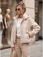 Dámska prešívaná bunda s odnímateľnou kapucňou, béžová, FashionStreet TY5934 Dámska prešívaná bunda s odnímateľnou kapucňou, béžová, FashionStreet TY5934