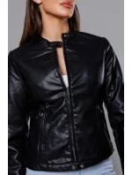 Čierna bunda ramoneska so stojačikom (11Z8008)