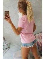 Dámska grafická blúzka púdrovo ružová