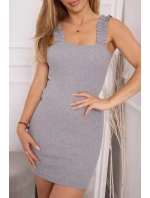 Šaty bez ramienok s volánikom šedej