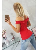 Španielska blúzka s volánikmi červená