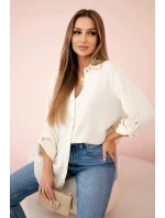 Bavlnená mušelínová oversize košeľa svetlo béžová