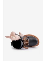 Skórzane Ocieplane Botki Dziecięce Na Zamek Z Misiem Vinceza 36261 Czarne