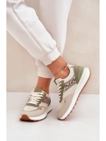 Buty Sportowe Damskie Z Panterką Na Platformie Zielone Davinara