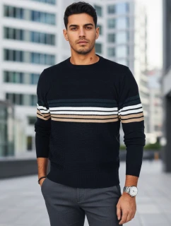 Pánsky pruhovaný tmavomodrý sveter FashionStreet WX2323