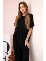 Viskózová blúzka + nohavice čierna