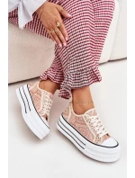 Niskie Trampki Damskie Na Platformie Różowe Melina