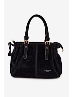 Kožená kabelka z ekologického semiše černá Vessia