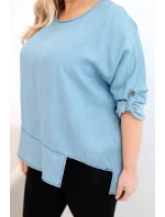 Dámska blúzka v nadmernej veľkosti z lyocellu s asymetrickým lemom Light Denim