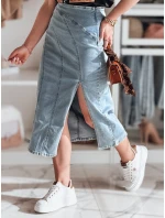 Džínsová midi sukňa s rozparkom MORETES modrá FashionStreet CY0481