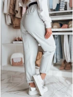 Dámske nohavice chinos s opaskom svetlo šedé FashionStreet UY2553