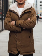 Pánska zimná bunda parka s kapucňou tmavo béžová FashionStreet TX4964z Pánska zimná bunda parka s kapucňou tmavo béžová FashionStreet TX4964z