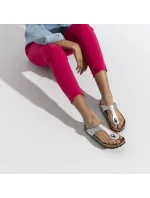 Dámske žabky Birkenstock Gizeh Birko-Flor silver regular wide (0043851) dámske Dámske žabky Birkenstock Gizeh Birko-Flor silver regular wide (0043851) dámske