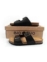 Bio Bio topánky pánske žabky v tvare prírodnej kože čierne Bio Bio topánky pánske žabky v tvare prírodnej kože čierne