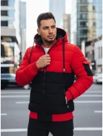 Pánska zimná bunda s kapucňou čierno-červená FashionStreet TX5100