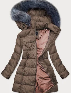Dámska zimná prešívaná hnedá bunda (7701)