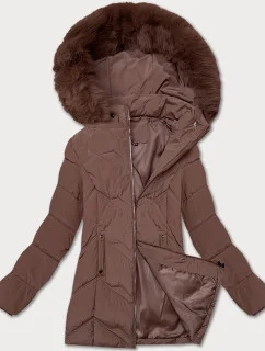 Dámska plus size zimná bunda s kapucňou S'west chocolate (B8300-14)