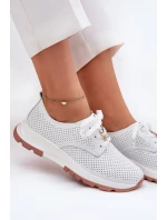 Skórzane Półbuty Damskie Z Przypinką Artiker 54C1810 Białe