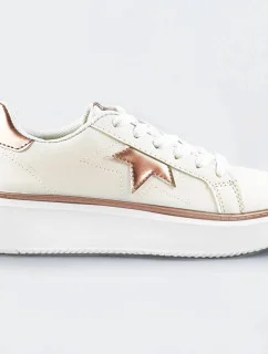Bielo-medené šnurovacie tenisky sneakers s hviezdičkou (BB126N)