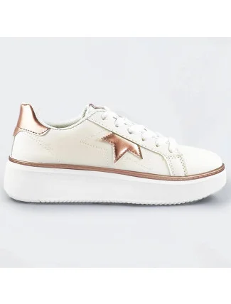 Bielo-medené šnurovacie tenisky sneakers s hviezdičkou (BB126N)