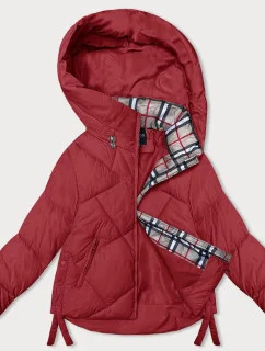 Dámska zimná bunda s ozdobným lemovaním červená (3021)