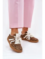 Niskie Sneakersy Damskie Z Koronką Panterka Brązowe Zielle