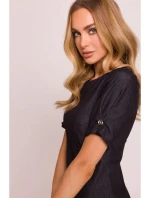 M842 Džínsové šaty so záhybmi - grafitové