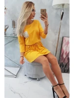 Horčicové flitrové šaty s vreckami