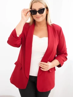 Dámske sako Plus Size bez zapínania s podšívkou XL/2XL bordová