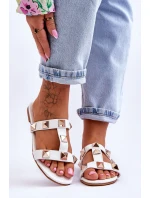 Damskie Klapki Z Dużymi Ćwiekami Białe Mercure