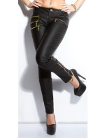 Sexy Koucla Letherlook-Pants with golden zips