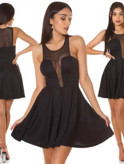 Dámske sexy mini šaty s priehľadným výstrihom 50226 Čierna - KouCla