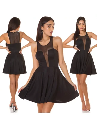 Dámske sexy mini šaty s priehľadným výstrihom 50226 Čierna - KouCla Dámske sexy mini šaty s priehľadným výstrihom 50226 Čierna - KouCla