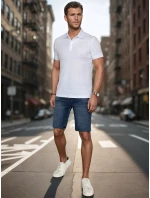 Pánske polo tričko s nášivkou biele FashionStreet PX0627 Pánske polo tričko s nášivkou biele FashionStreet PX0627