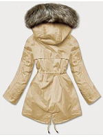 Béžová parka s podšívkou a kapucňou (7619big) Béžová parka s podšívkou a kapucňou (7619big)