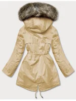 Béžová parka s podšívkou a kapucňou (7619big) Béžová parka s podšívkou a kapucňou (7619big)