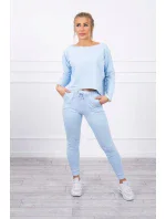 Súprava s oversize blúzkou modrej farby