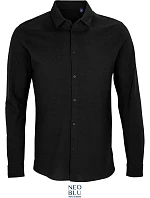 NEOBLU Basile Pánska košeľa s dlhým rukávom z piqué 24.3777 deep black NEOBLU Basile Pánska košeľa s dlhým rukávom z piqué 24.3777 deep black