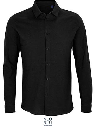 NEOBLU Basile Pánska košeľa s dlhým rukávom z piqué 24.3777 deep black NEOBLU Basile Pánska košeľa s dlhým rukávom z piqué 24.3777 deep black